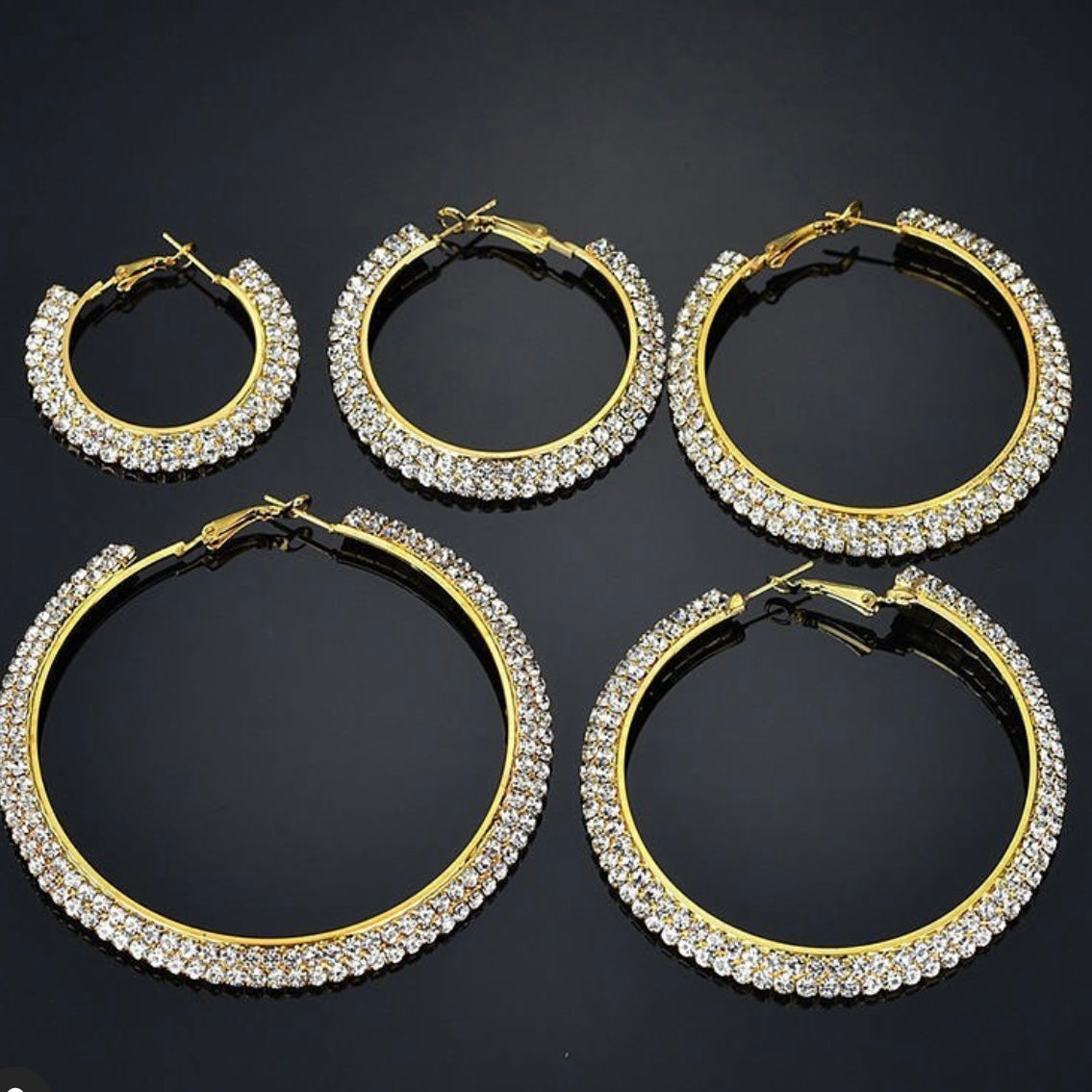 Double Row Stone Hoops